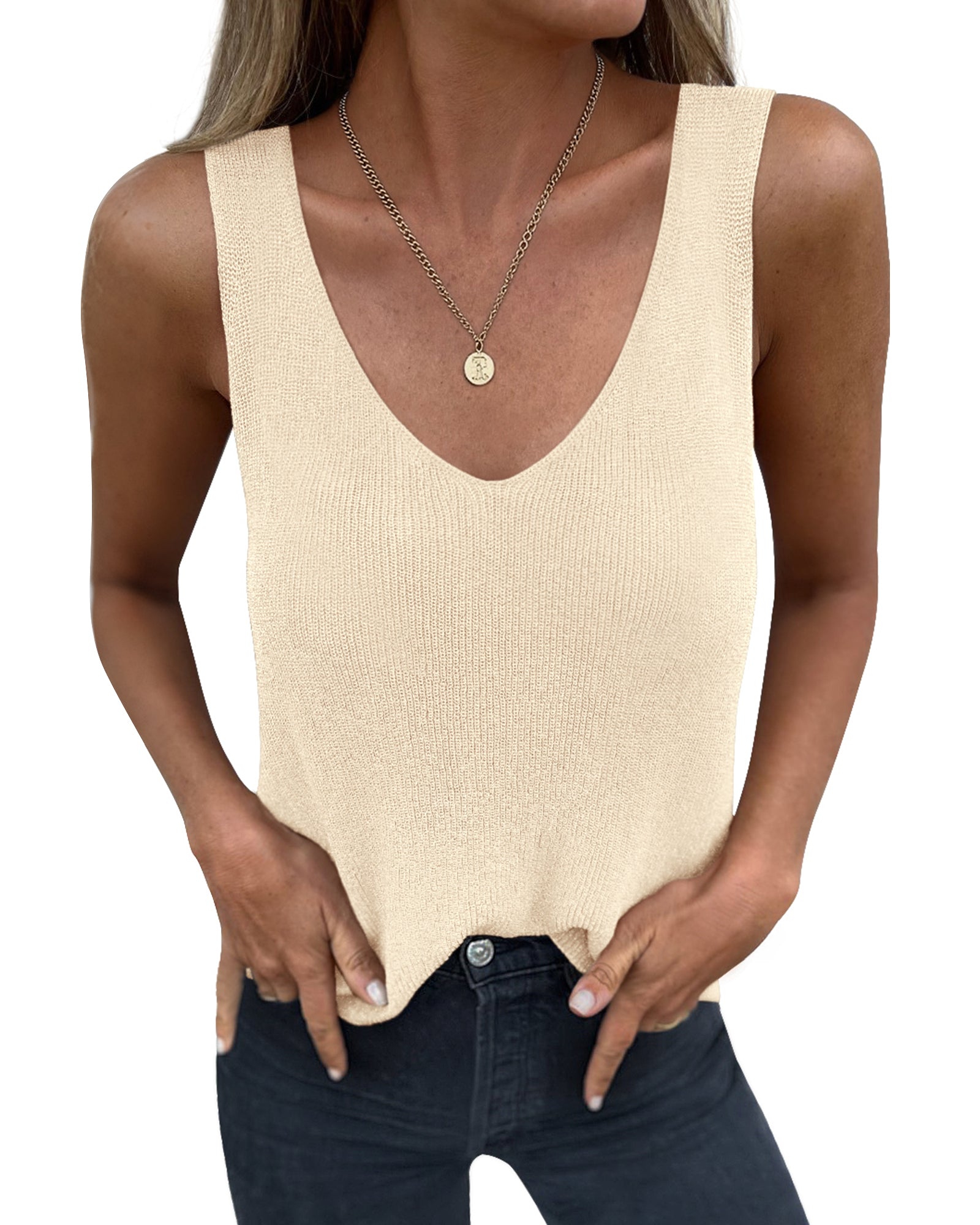 BTFBM Sweater Vest Women 2026 Spring Summer Sleeveless V Neck Ribbed Knit Basic Loose Fit Tank Tops Vacation Outfits