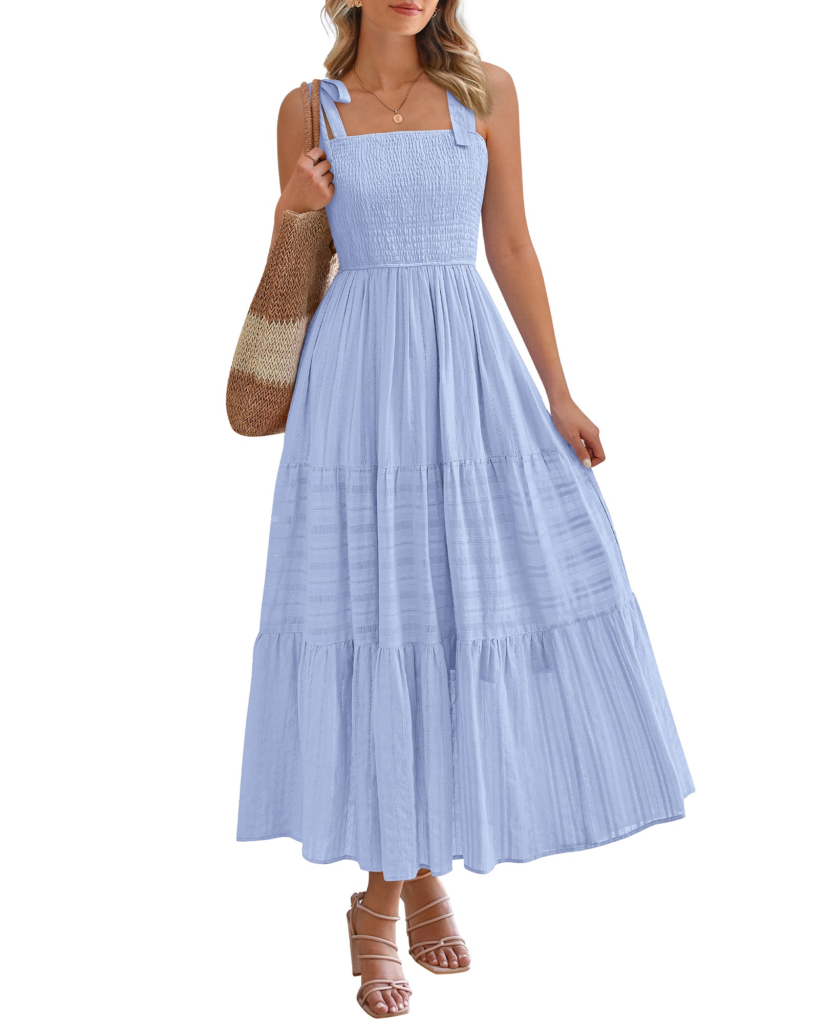 BTFBM Boho Maxi Dress Sleeveless Summer Dresses for Women 2026 Beach Vacation Smocked A Line Casual Sundress Pockets