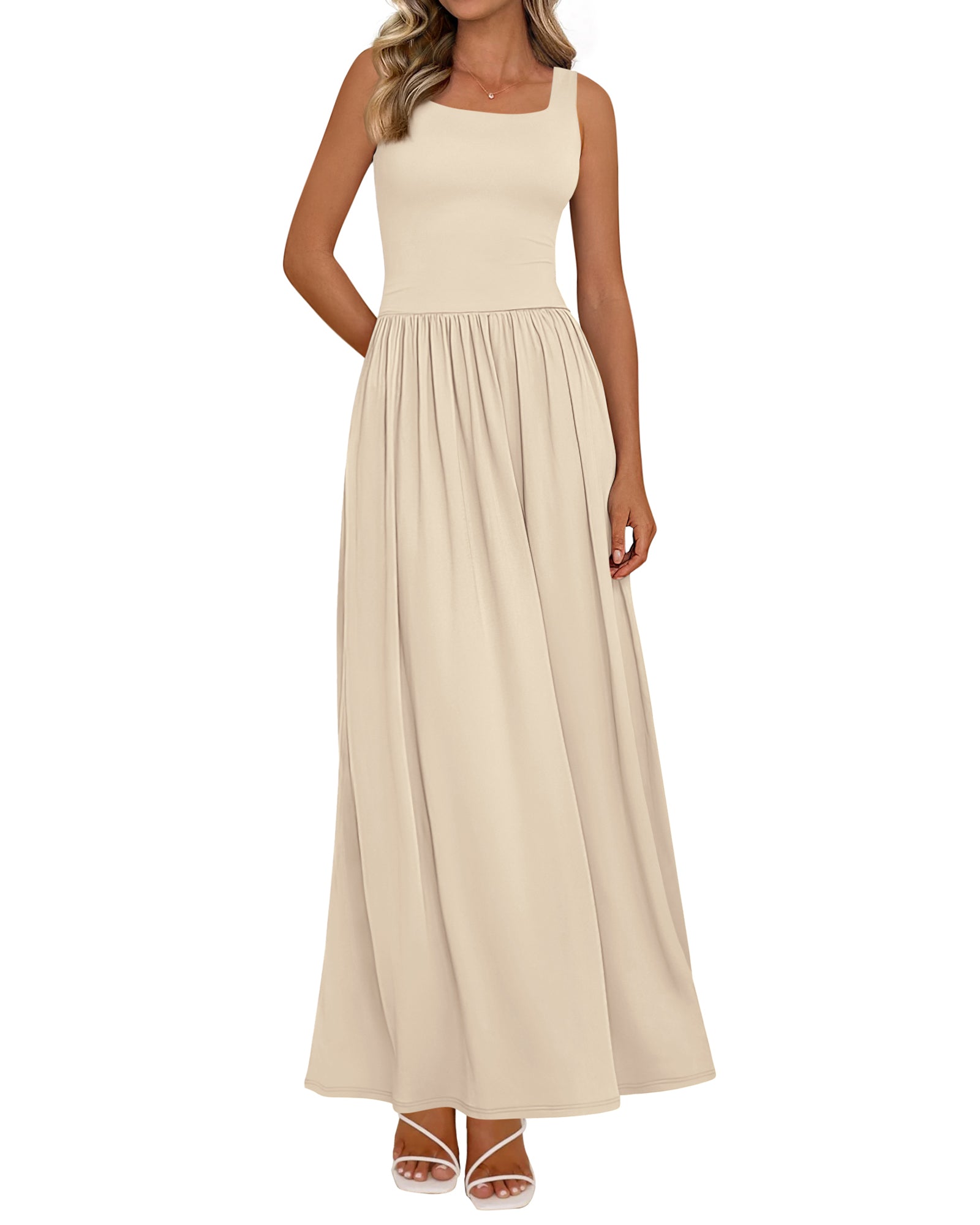 BTFBM Summer Dresses for Women 2026 Maxi Casual Square Neck Flowy Long Sundress Spring Wedding Guest Cocktail Dress