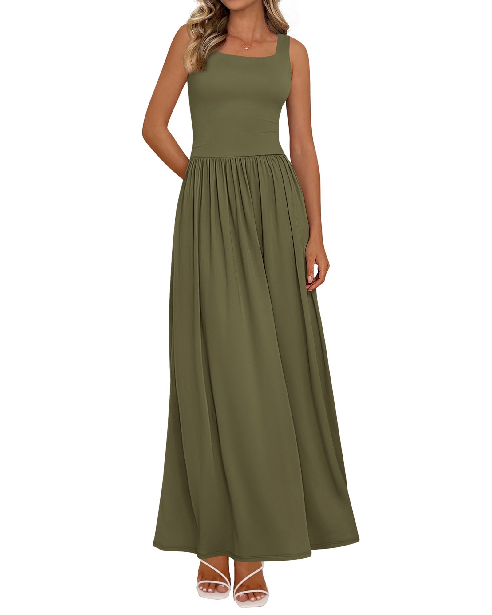 BTFBM Summer Dresses for Women 2026 Maxi Casual Square Neck Flowy Long Sundress Spring Wedding Guest Cocktail Dress