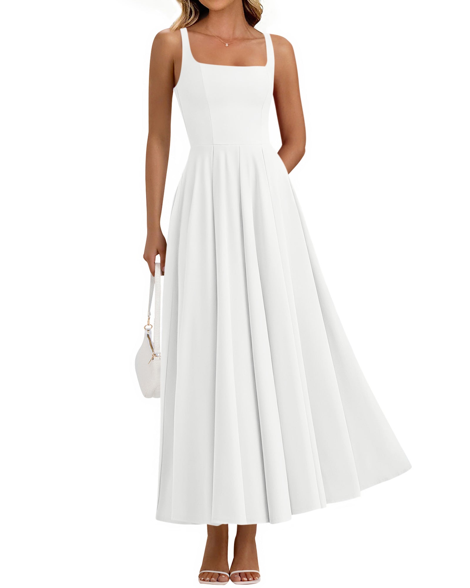 BTFBM Women Summer Square Neck Maxi Dress Spring 2026 Elegant Classy Sleeveless Formal Wedding Guest Cocktail Dresses