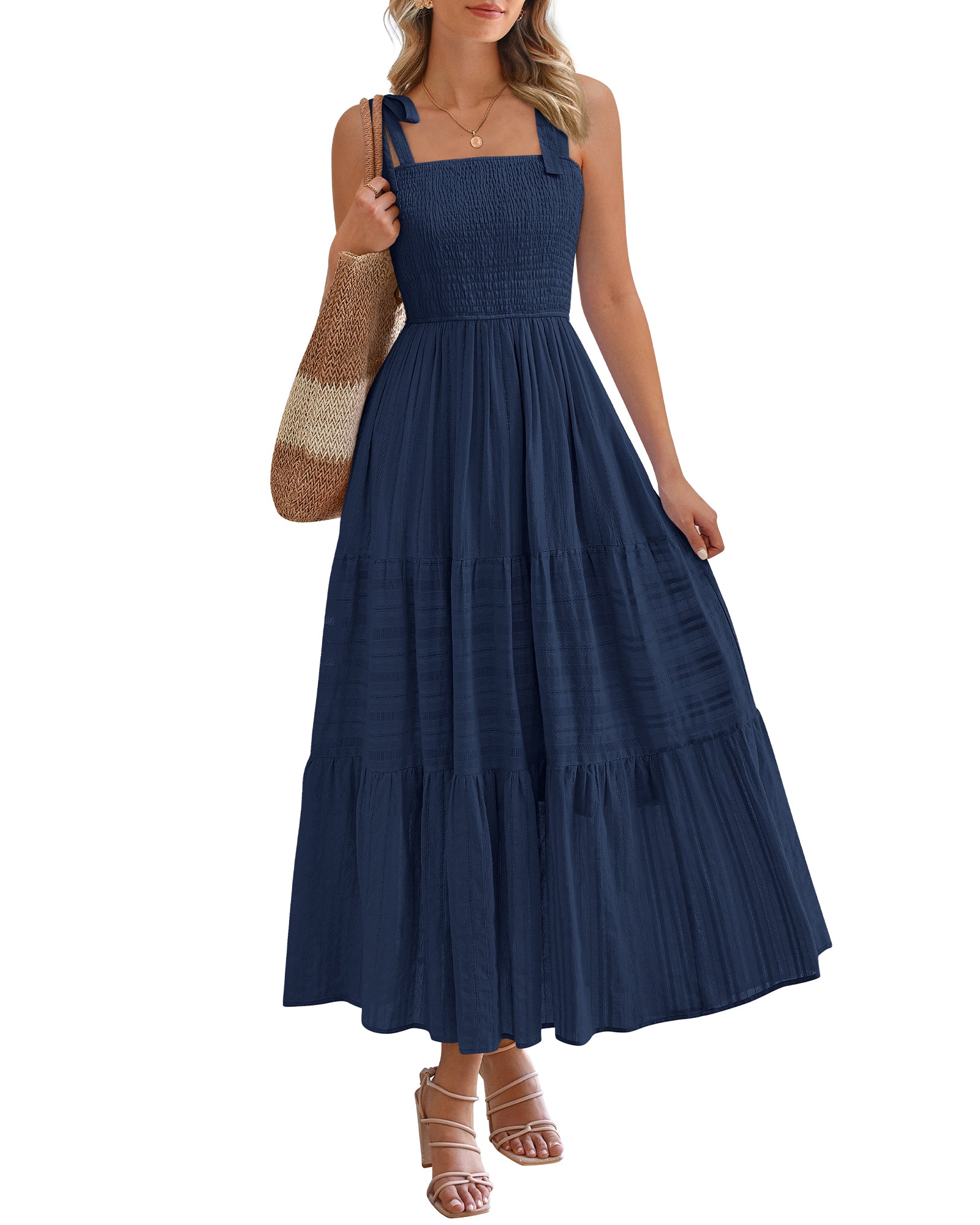 BTFBM Boho Maxi Dress Sleeveless Summer Dresses for Women 2026 Beach Vacation Smocked A Line Casual Sundress Pockets