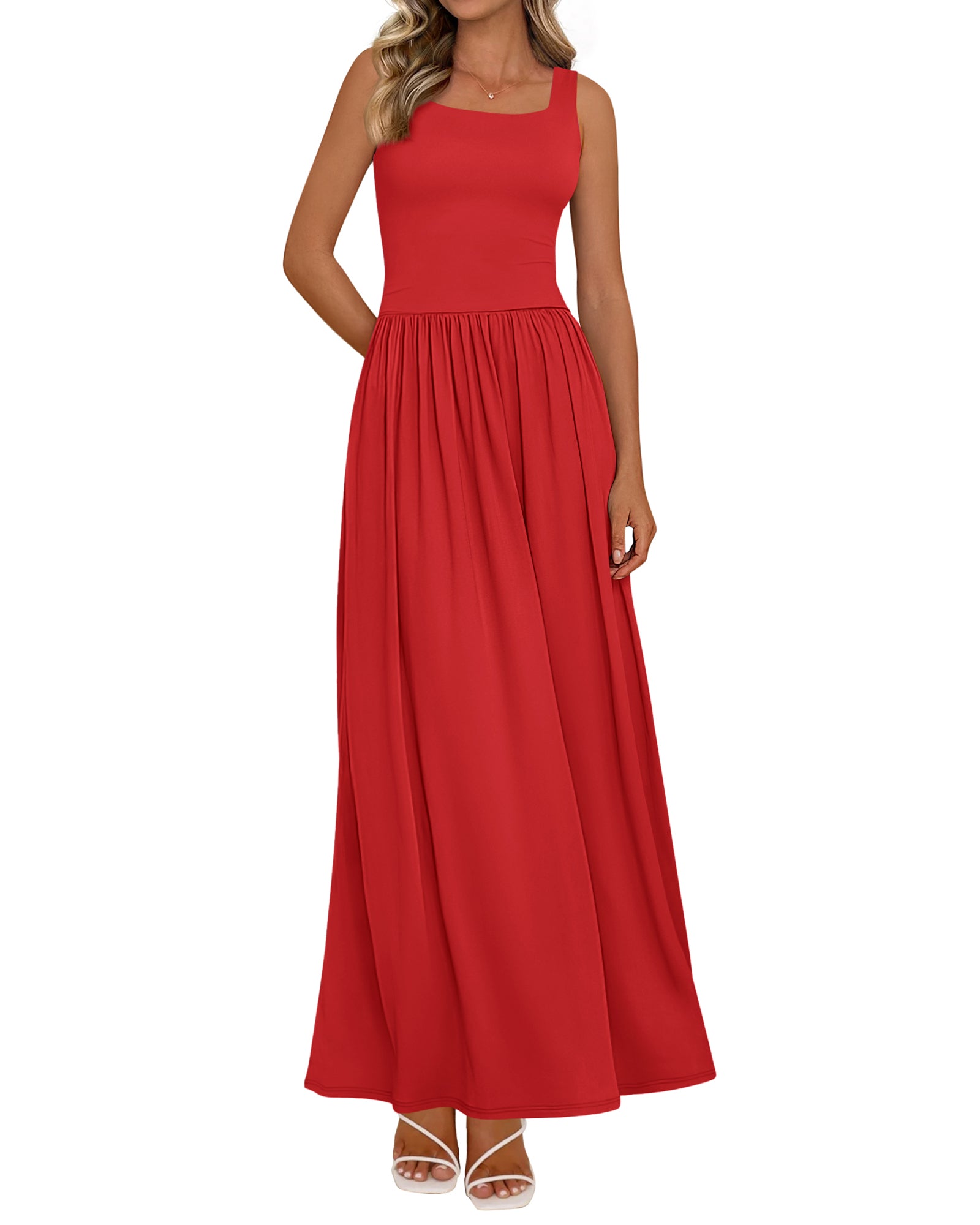 BTFBM Summer Dresses for Women 2026 Maxi Casual Square Neck Flowy Long Sundress Spring Wedding Guest Cocktail Dress