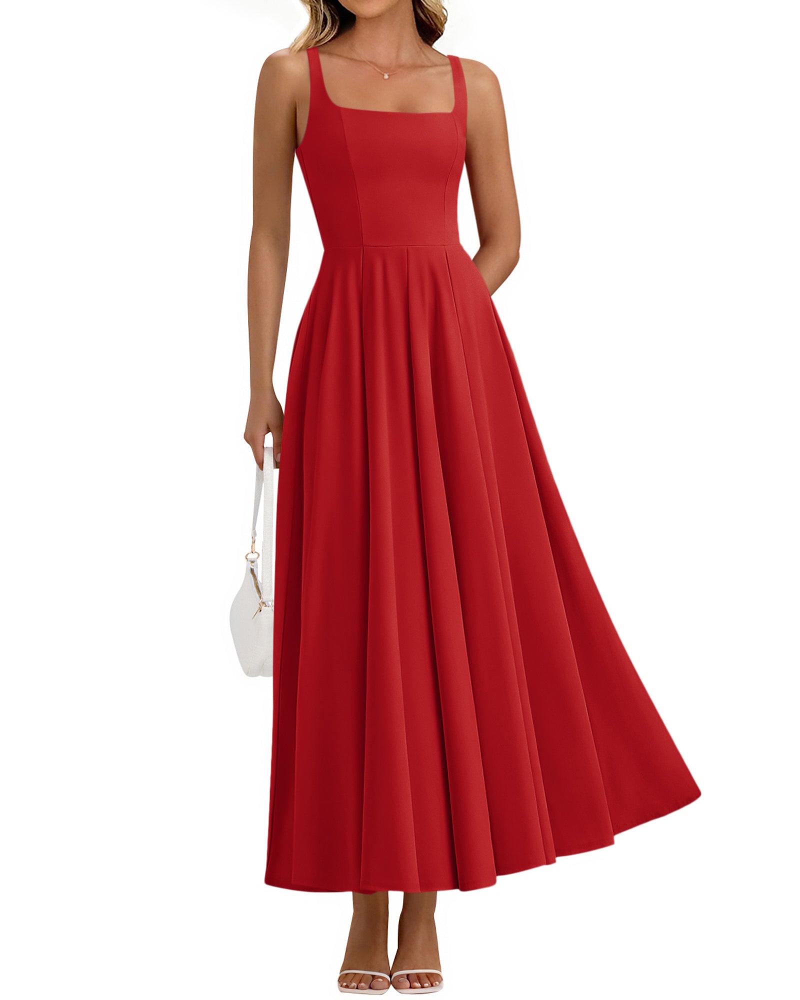 BTFBM Women Summer Square Neck Maxi Dress Spring 2026 Elegant Classy Sleeveless Formal Wedding Guest Cocktail Dresses