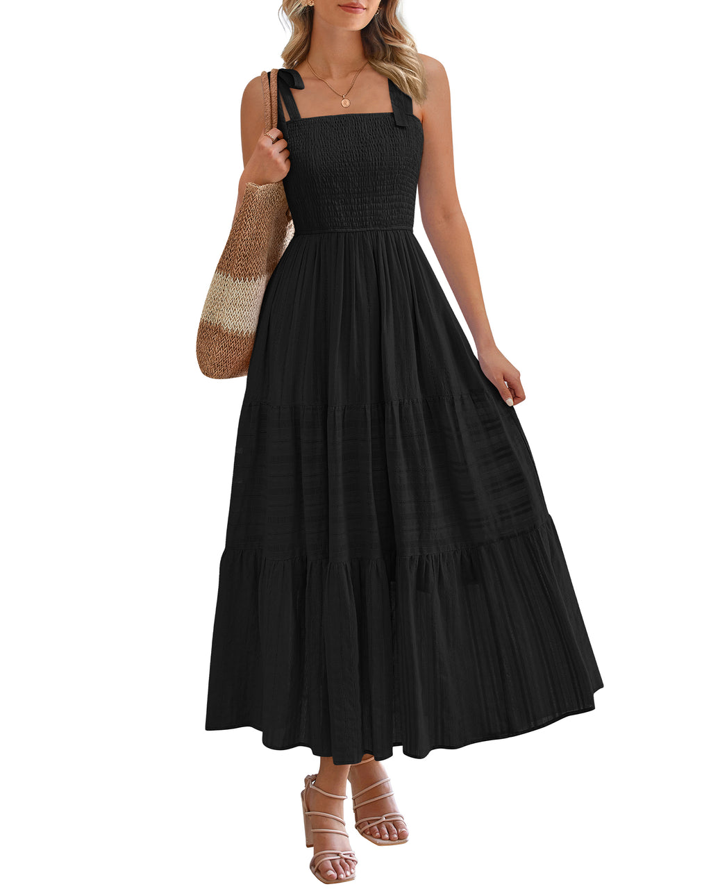 BTFBM Boho Maxi Dress Sleeveless Summer Dresses for Women 2026 Beach Vacation Smocked A Line Casual Sundress Pockets