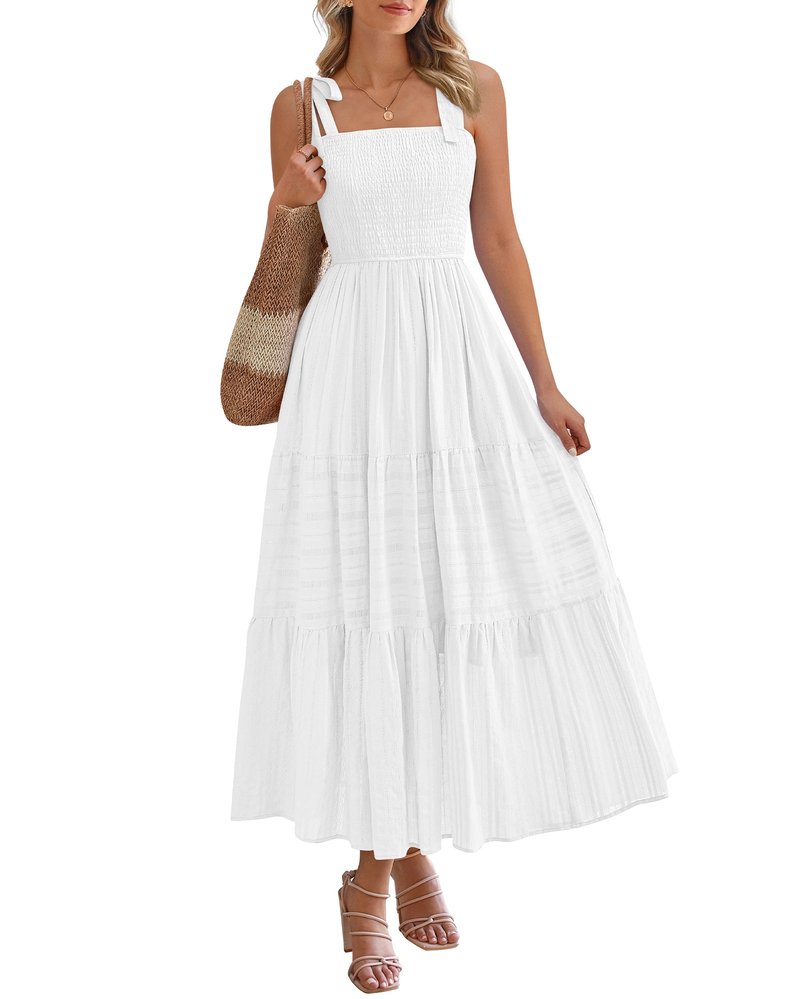 BTFBM Boho Maxi Dress Sleeveless Summer Dresses for Women 2026 Beach Vacation Smocked A Line Casual Sundress Pockets