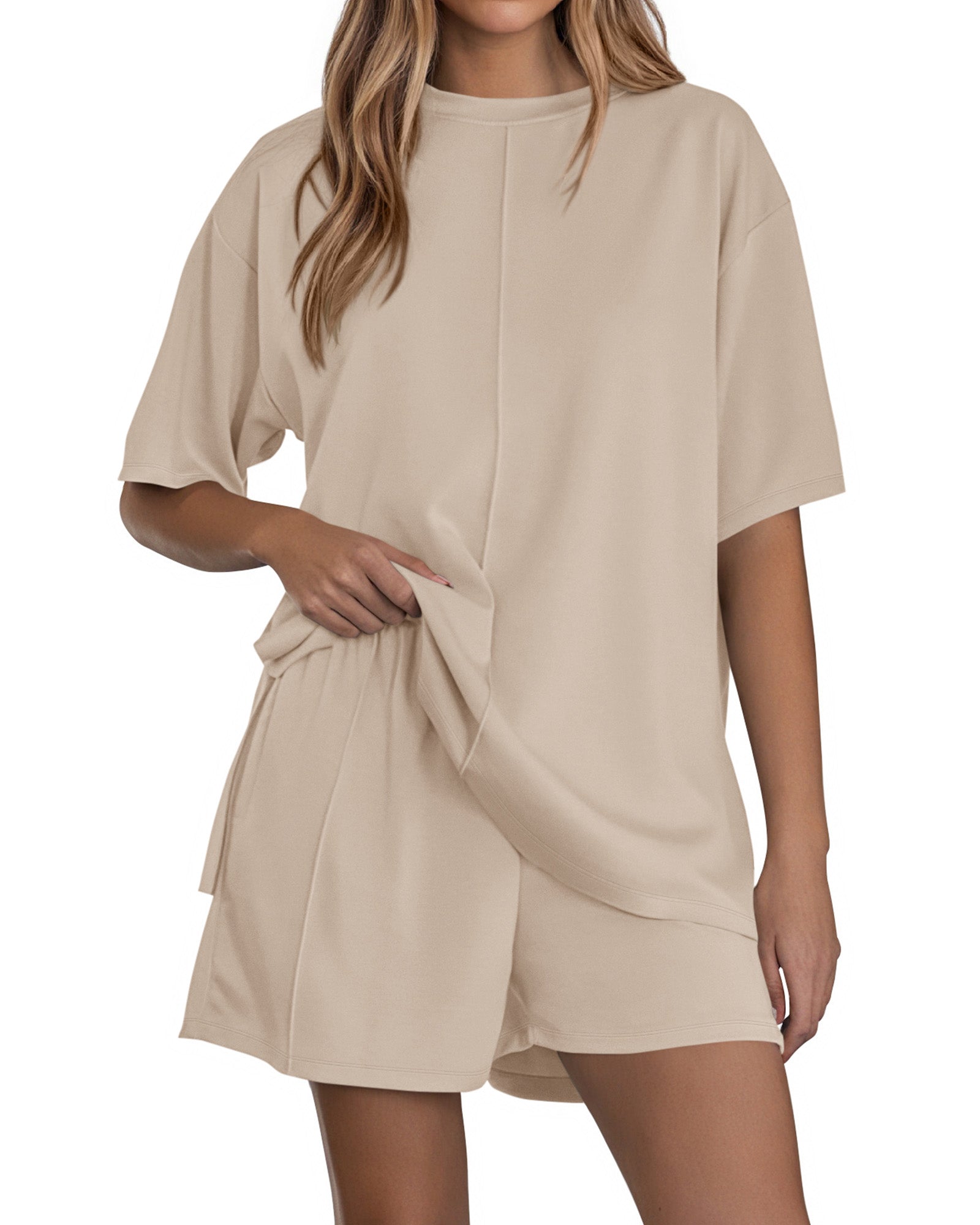 BTFBM Casual 2 Piece Sets For Women Summer 2026 Short Sleeve Tops Shorts Spring Lounge Matching Workout Airport Outfits