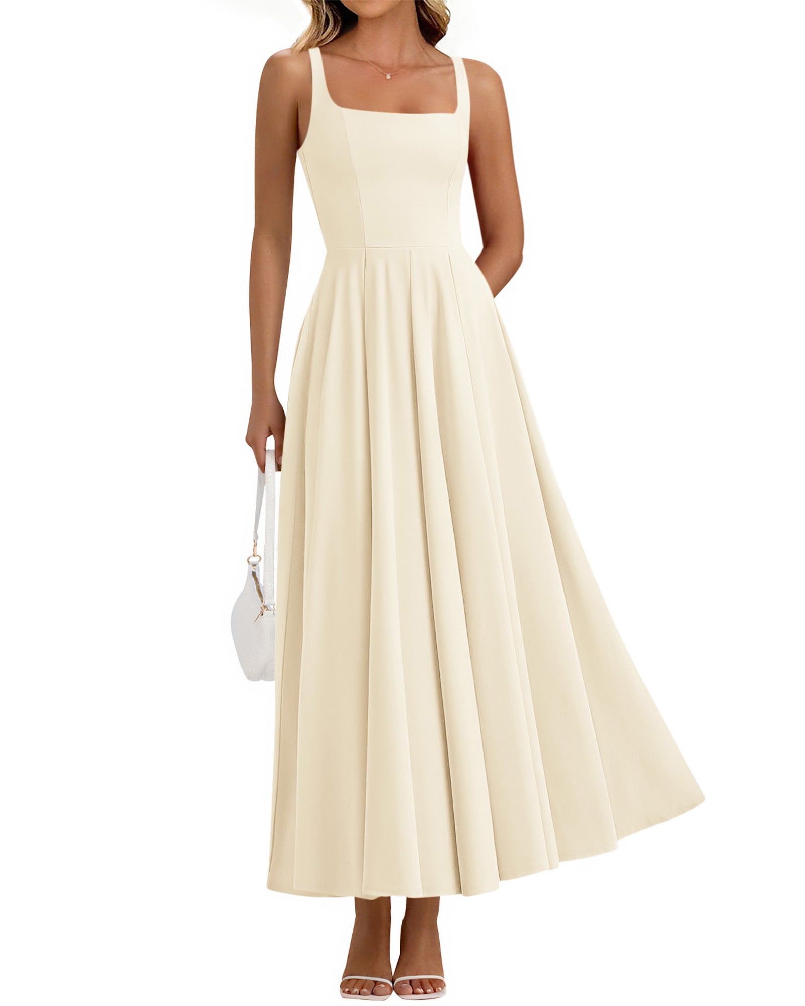 BTFBM Women Summer Square Neck Maxi Dress Spring 2026 Elegant Classy Sleeveless Formal Wedding Guest Cocktail Dresses