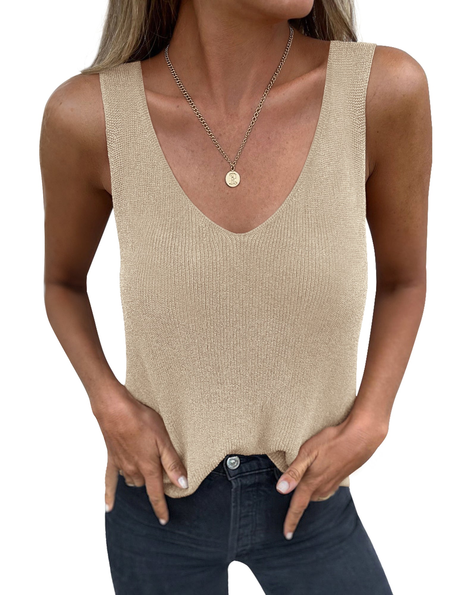 BTFBM Sweater Vest Women 2026 Spring Summer Sleeveless V Neck Ribbed Knit Basic Loose Fit Tank Tops Vacation Outfits