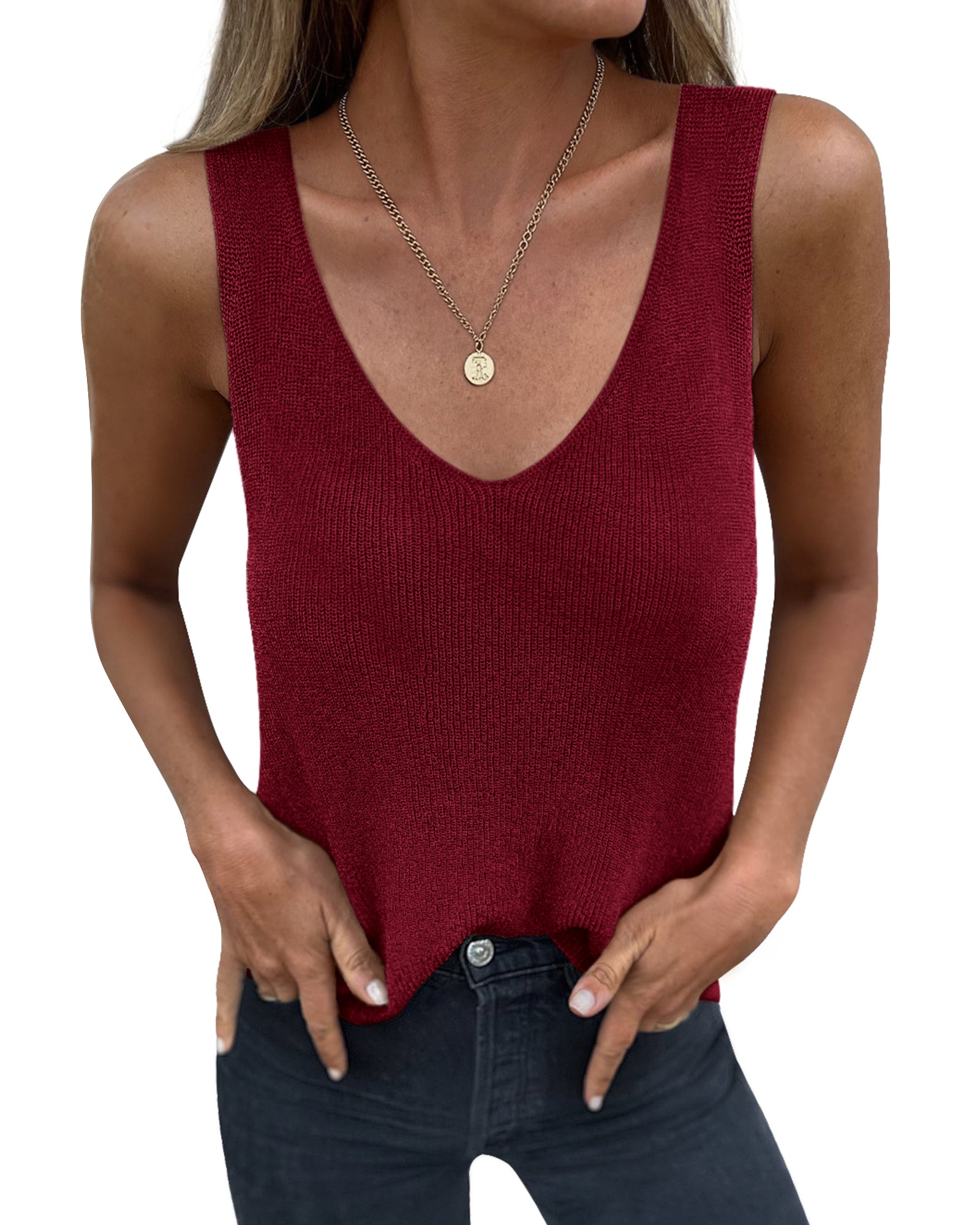 BTFBM Sweater Vest Women 2026 Spring Summer Sleeveless V Neck Ribbed Knit Basic Loose Fit Tank Tops Vacation Outfits