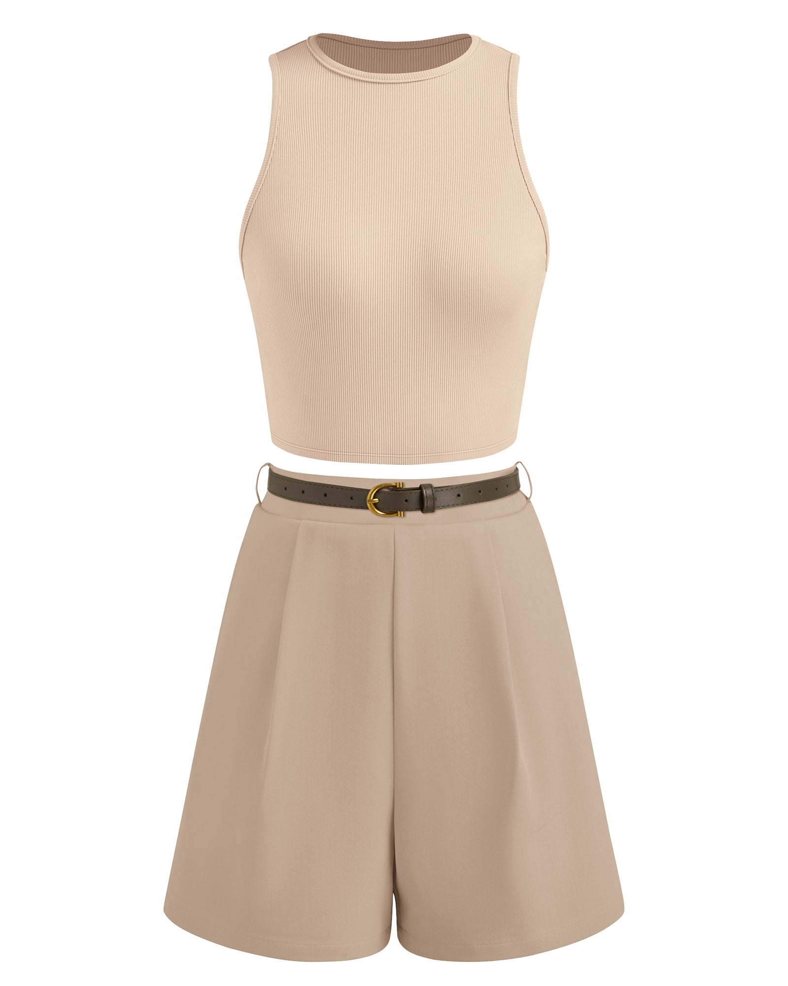 BTFBM Two Piece Sets for Women Spring Matching Set Sleeveless Tank Knit Tops Shorts Business Clothing Vacation Outfits