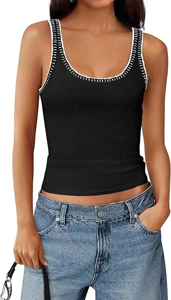 BTFBM Sleeveless Tops for Women 2026 Summer Scoop Neck Tank Ribbed Knit Slim Fit Sweater Vest Casual Beach Vacation