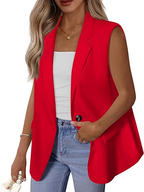 BTFBM Blazers For Women Open Front Button Loose Vest Tops For Women Work Business Casual Outfits Summer Fashion 2026