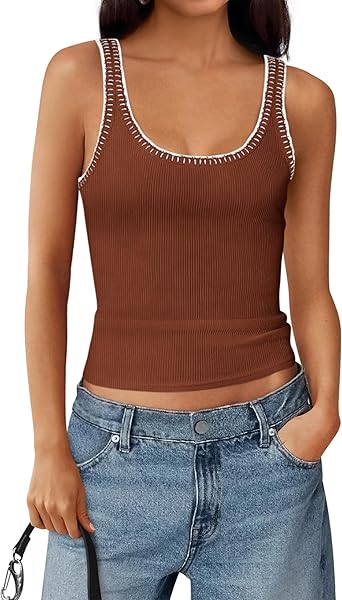 BTFBM Sleeveless Tops for Women 2026 Summer Scoop Neck Tank Ribbed Knit Slim Fit Sweater Vest Casual Beach Vacation