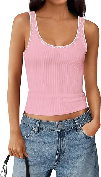 BTFBM Sleeveless Tops for Women 2026 Summer Scoop Neck Tank Ribbed Knit Slim Fit Sweater Vest Casual Beach Vacation