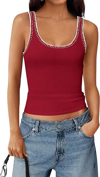 BTFBM Sleeveless Tops for Women 2026 Summer Scoop Neck Tank Ribbed Knit Slim Fit Sweater Vest Casual Beach Vacation