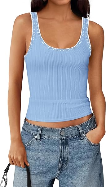 BTFBM Sleeveless Tops for Women 2026 Summer Scoop Neck Tank Ribbed Knit Slim Fit Sweater Vest Casual Beach Vacation