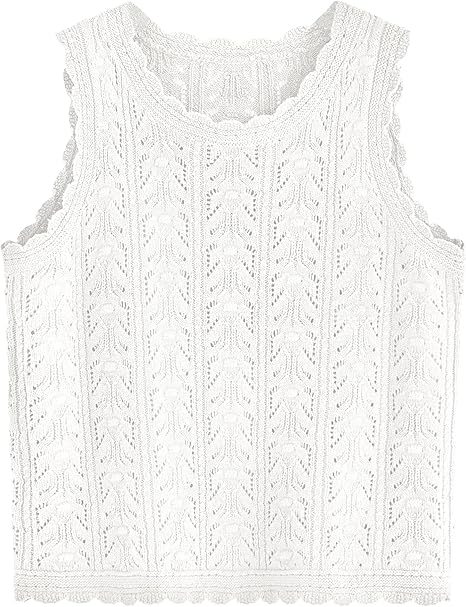 BTFBM Summer Crochet Tops for Women Sleeveless Knit Sweater Vest Tank Top Spring 2025 Cover Ups Beach Vacation Clothes