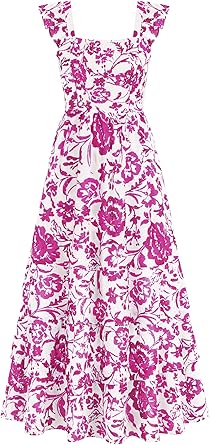 BTFBM Spring Dresses for Women 2026 Casual Sleeveless A-Line Boho Floral Maxi Beach Wedding Guest Dress with Pockets