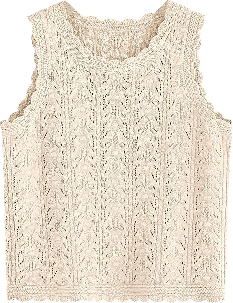 BTFBM Summer Crochet Tops for Women Sleeveless Knit Sweater Vest Tank Top Spring 2025 Cover Ups Beach Vacation Clothes