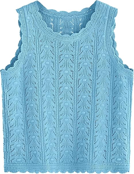 BTFBM Summer Crochet Tops for Women Sleeveless Knit Sweater Vest Tank Top Spring 2025 Cover Ups Beach Vacation Clothes