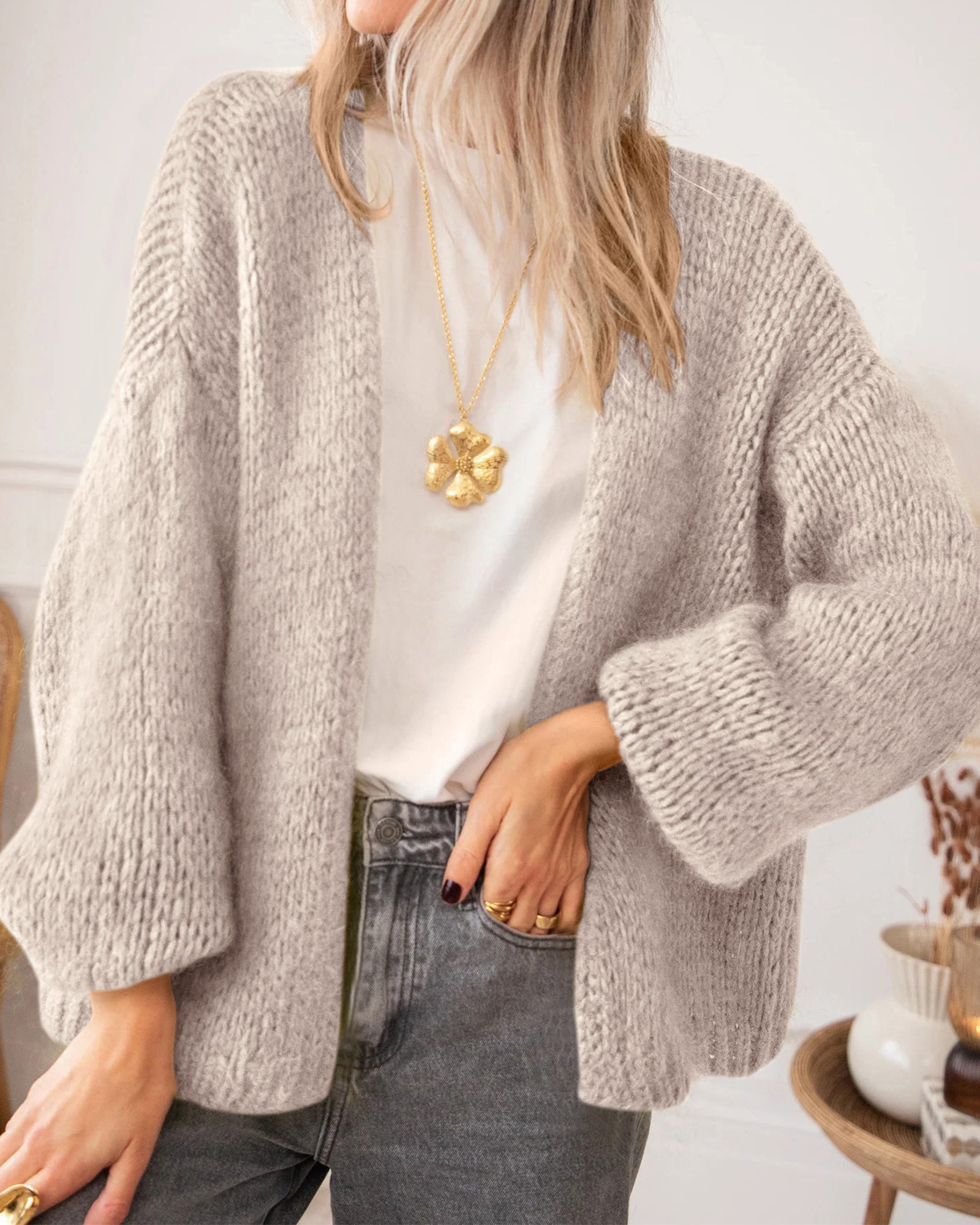 BTFBM Cardigan Sweaters for Women Fall Fashion Clothes 2026 | No Button No Pocket Design, Chunky Knit Open Front Cardigans, Ribbed Cuff Long Sleeve Sweater, Loose Winter Coat Clothing