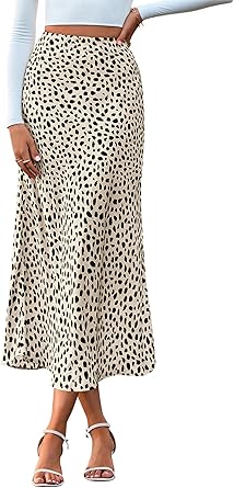 BTFBM Satin Skirts for Women 2025 Fall Winter High Waisted A-Line Leopard Print Floral Cocktail Wedding Silk Midi Skirt