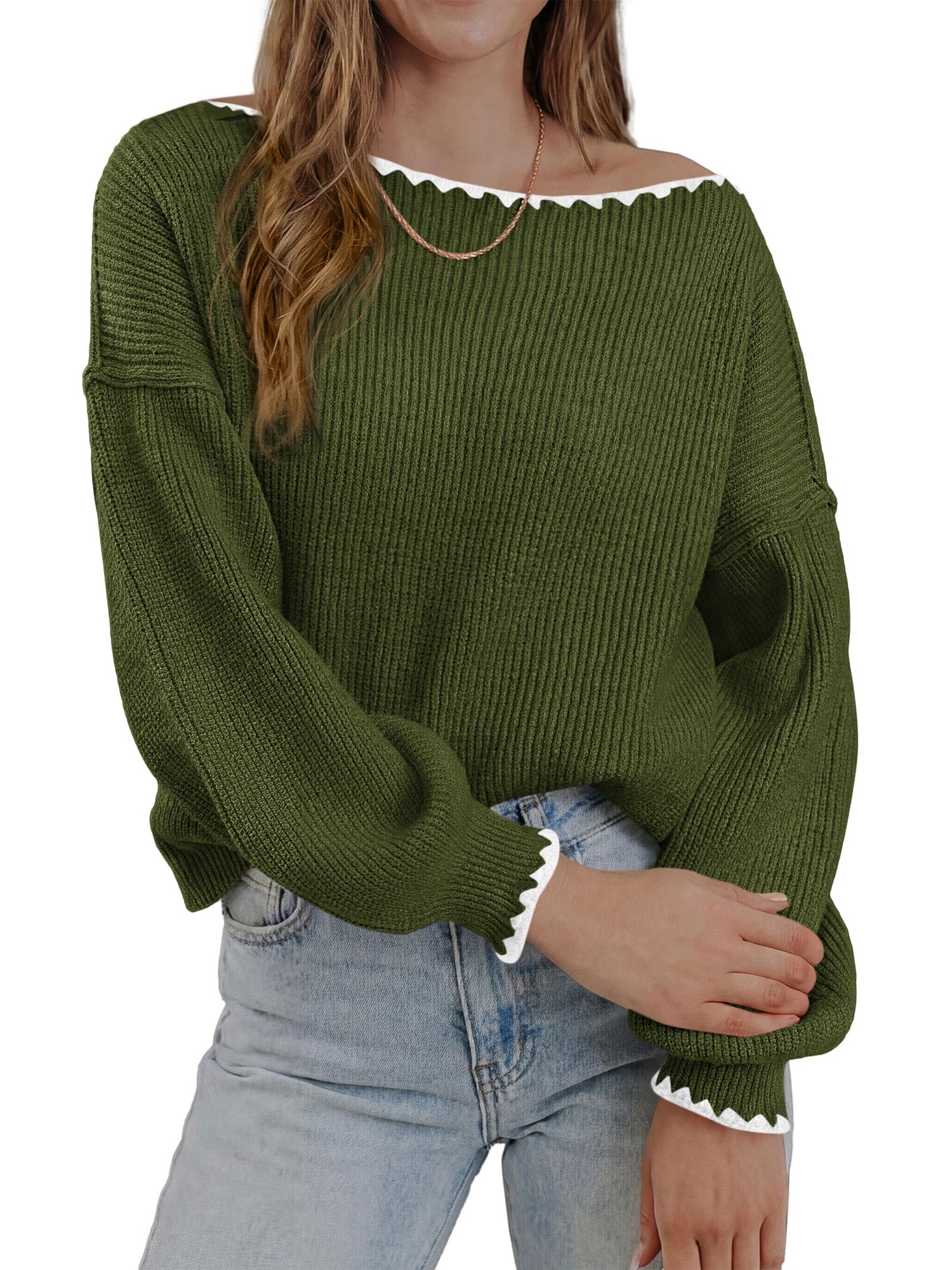 BTFBM Fall Sweaters for Women 2026 Casual Long Sleeve Oversized Sweater Loose Fit Ribbed Knit Pullover Tops