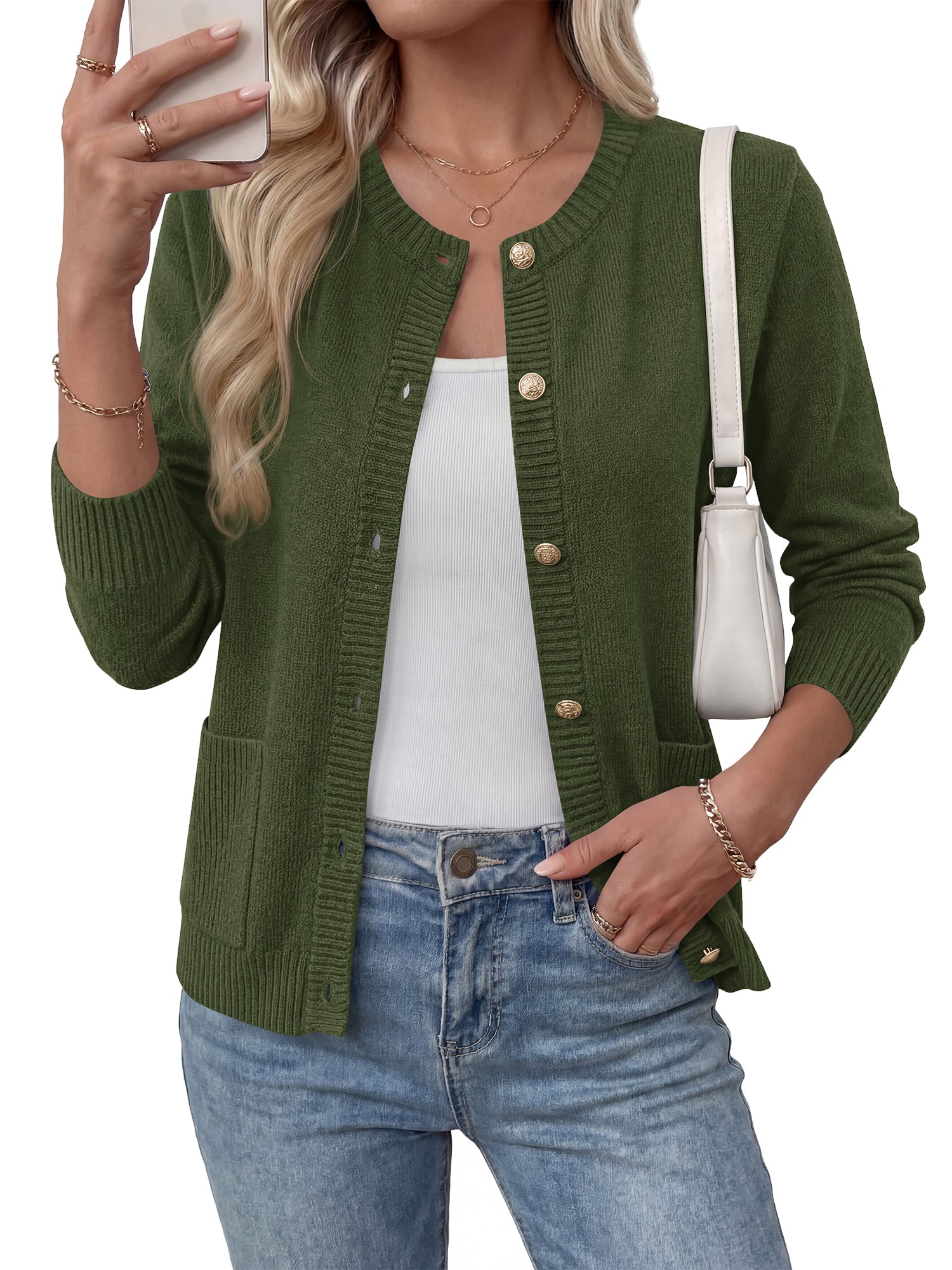 BTFBM Cropped Cardigan Sweaters for Women 2026 Fall Clothes Long Sleeve Button Open Front Knit Lightweight Sweater