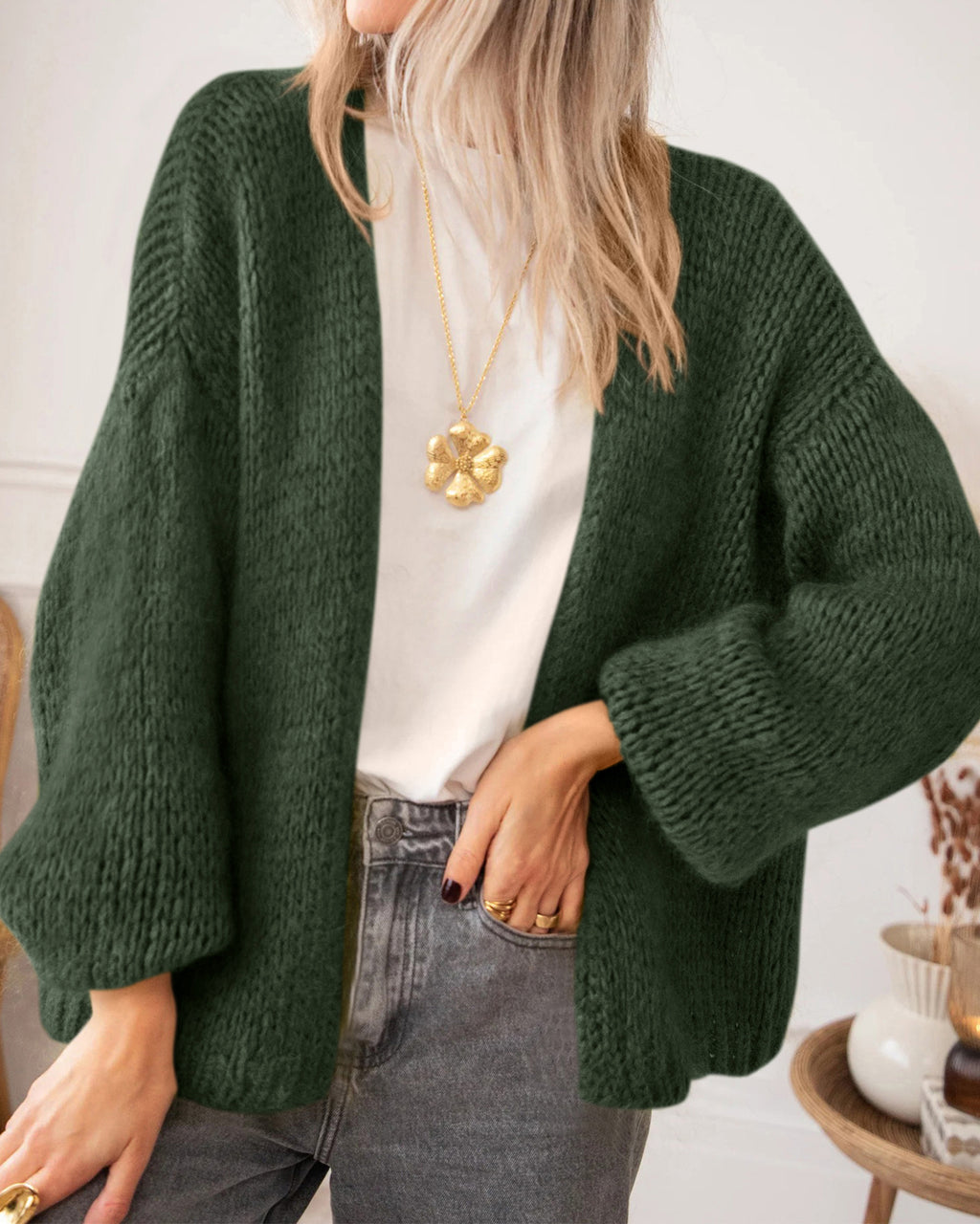BTFBM Cardigan Sweaters for Women Fall Fashion Clothes 2026 | No Button No Pocket Design, Chunky Knit Open Front Cardigans, Ribbed Cuff Long Sleeve Sweater, Loose Winter Coat Clothing