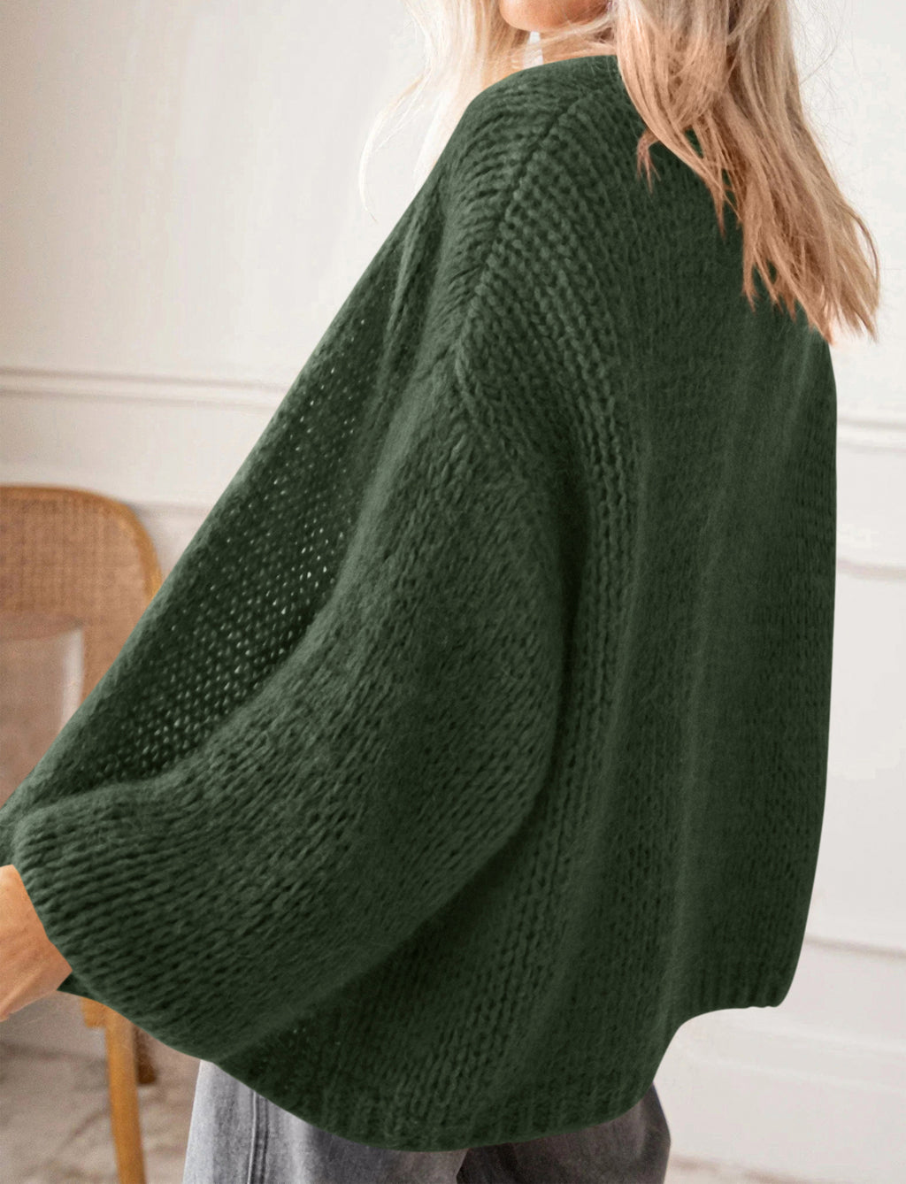 BTFBM Cardigan Sweaters for Women Fall Fashion Clothes 2026 | No Button No Pocket Design, Chunky Knit Open Front Cardigans, Ribbed Cuff Long Sleeve Sweater, Loose Winter Coat Clothing