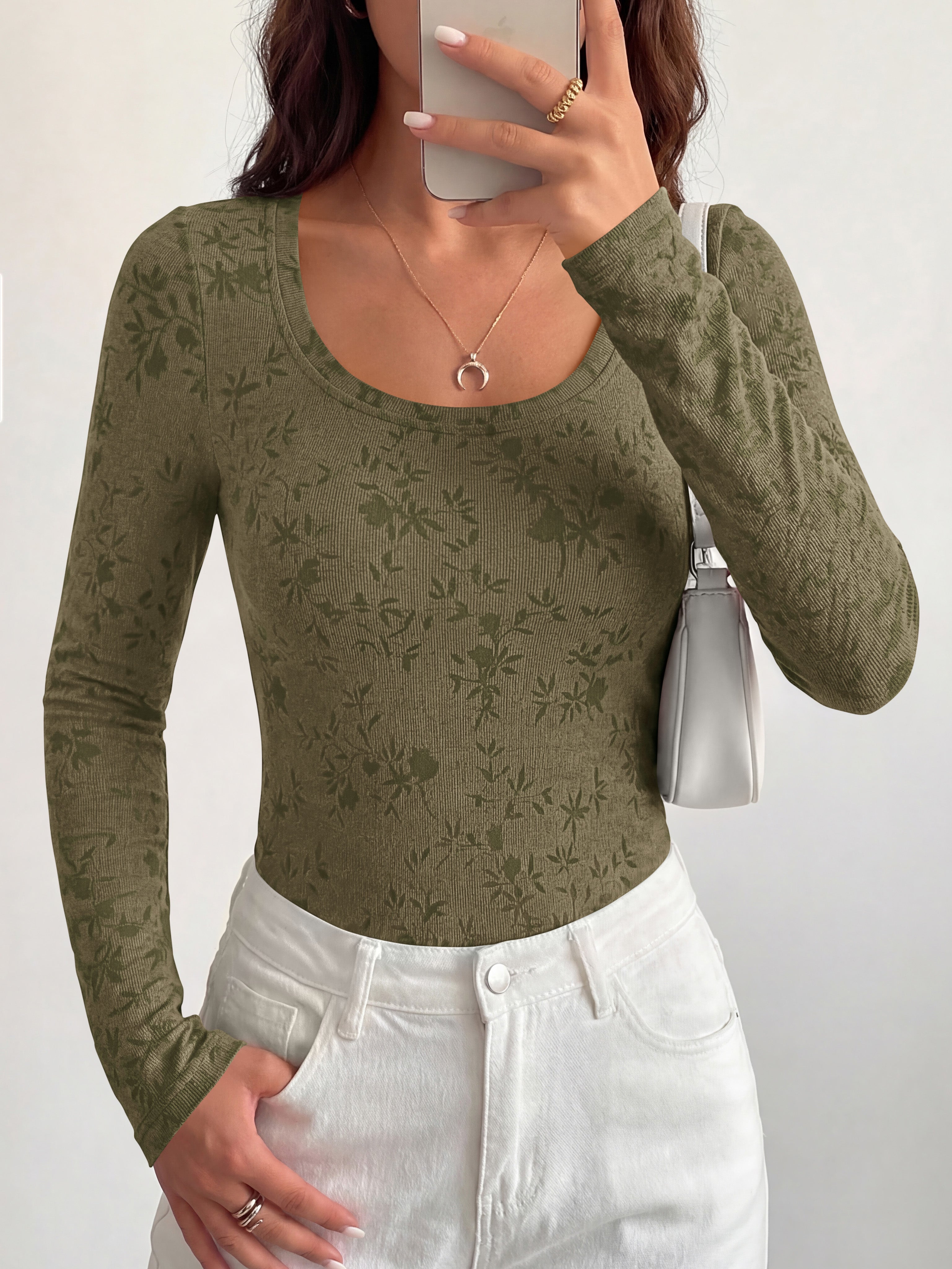 BTFBM Women's Long Sleeve Scoop Neck Shirts Floral Tops | Casual Women Fall Clothes, Ribbed Slim Fitted T-Shirts, y2k Fashion Clothing, Concert Going Out Top, Club Date Night Outfits