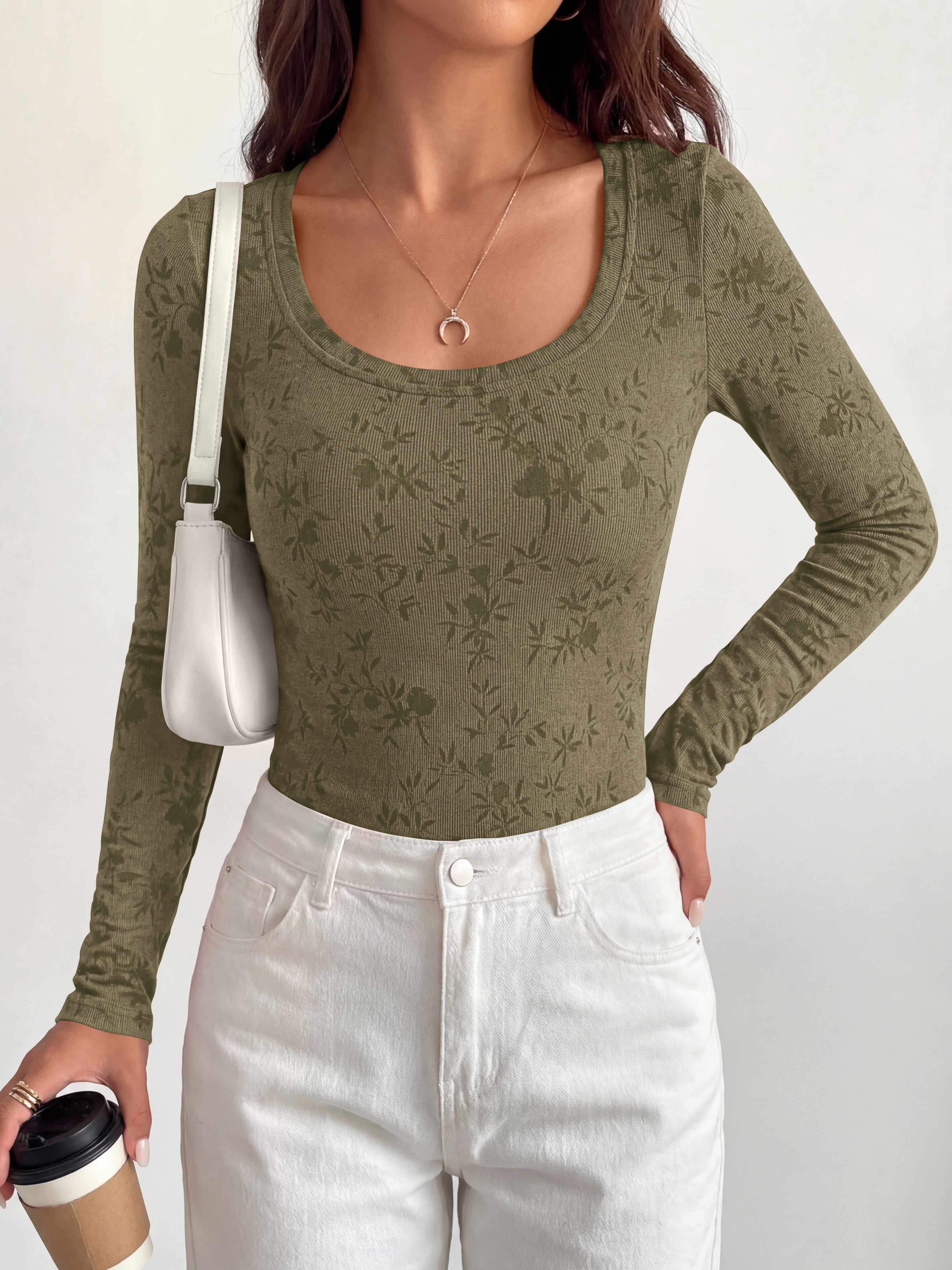 BTFBM Women's Long Sleeve Scoop Neck Shirts Floral Tops | Casual Women Fall Clothes, Ribbed Slim Fitted T-Shirts, y2k Fashion Clothing, Concert Going Out Top, Club Date Night Outfits