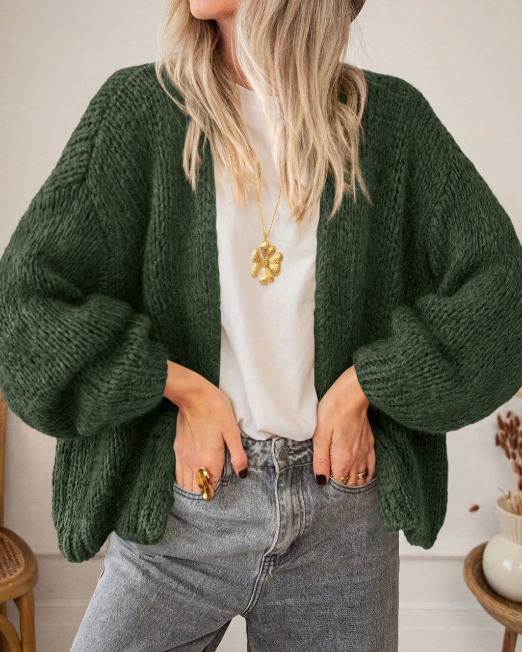 BTFBM Cardigan Sweaters for Women Fall Fashion Clothes 2026 | No Button No Pocket Design, Chunky Knit Open Front Cardigans, Ribbed Cuff Long Sleeve Sweater, Loose Winter Coat Clothing