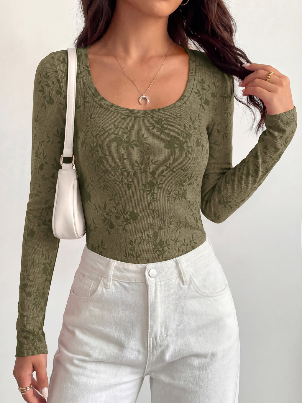 BTFBM Women's Long Sleeve Scoop Neck Shirts Floral Tops | Casual Women Fall Clothes, Ribbed Slim Fitted T-Shirts, y2k Fashion Clothing, Concert Going Out Top, Club Date Night Outfits