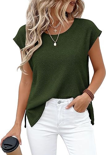 BTFBM Sweater Vest Women 2026 Spring Summer Cap Sleeve Crew Neck Casual Loose Business Tops Western Vacation Outfits