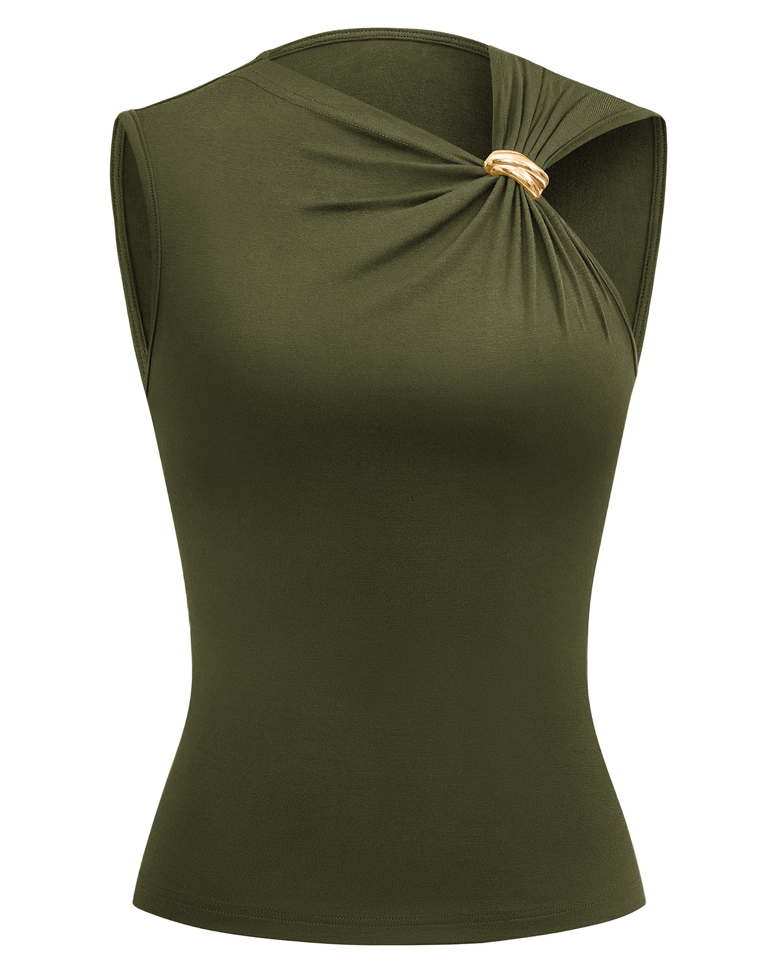 BTFBM Spring Tops for Women 2026 Asymmetrical Neck Sleeveless Going Out Summer Outfits Casual Ruched Y2k Tank Top Clothes