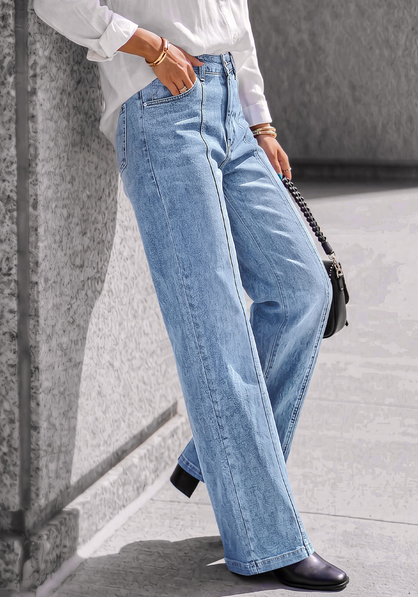 BTFBM Front Seam Stretchy Wide Straight Leg Jeans for Women Trendy 2026