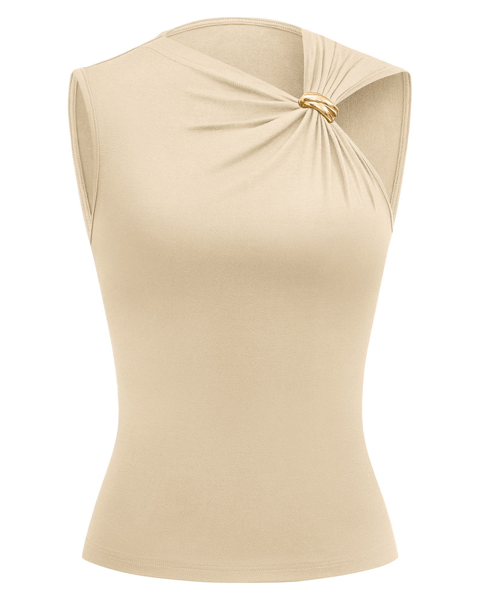 BTFBM Spring Tops for Women 2026 Asymmetrical Neck Sleeveless Going Out Summer Outfits Casual Ruched Y2k Tank Top Clothes