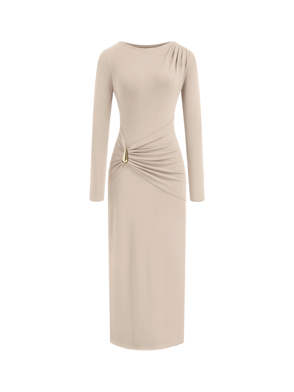BTFBM Womens Long Sleeve Ruched Slit Maxi Wedding Guest Dress | Boat Neck, Bodycon, Semi Formal Dresses For Women Cocktail, Party, Homecoming, Date Night, Christmas, Holiday, Winter Outfits