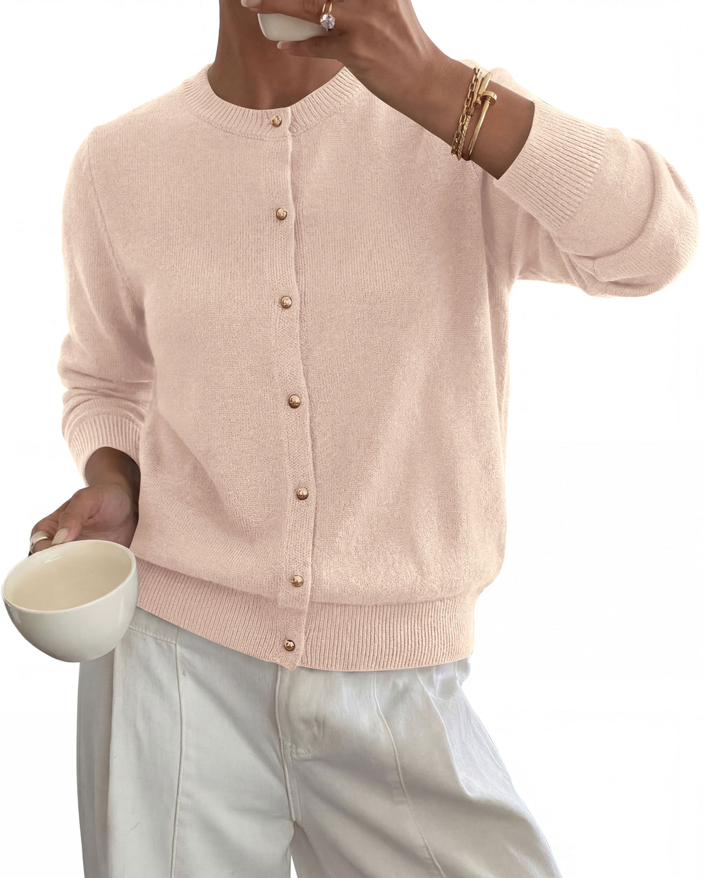 BTFBM Button Cardigan Sweaters for Women Fall Clothes 2026  Ribbed Knit Open Front Cardigan, Long Sleeve Sweater, Cozy Soft Stretchy Outerwear, Relaxed Fit, 2026 Trendy Winter Outfits
