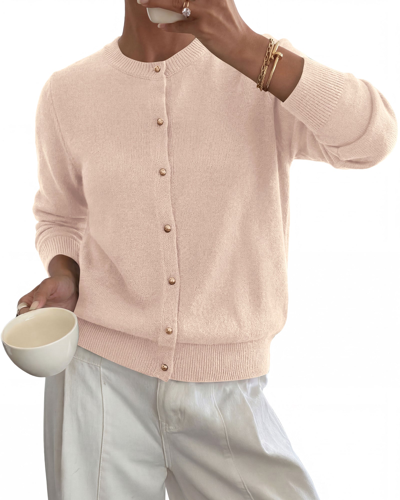 BTFBM Button Cardigan Sweaters for Women Fall Clothes 2026  Ribbed Knit Open Front Cardigan, Long Sleeve Sweater, Cozy Soft Stretchy Outerwear, Relaxed Fit, 2026 Trendy Winter Outfits