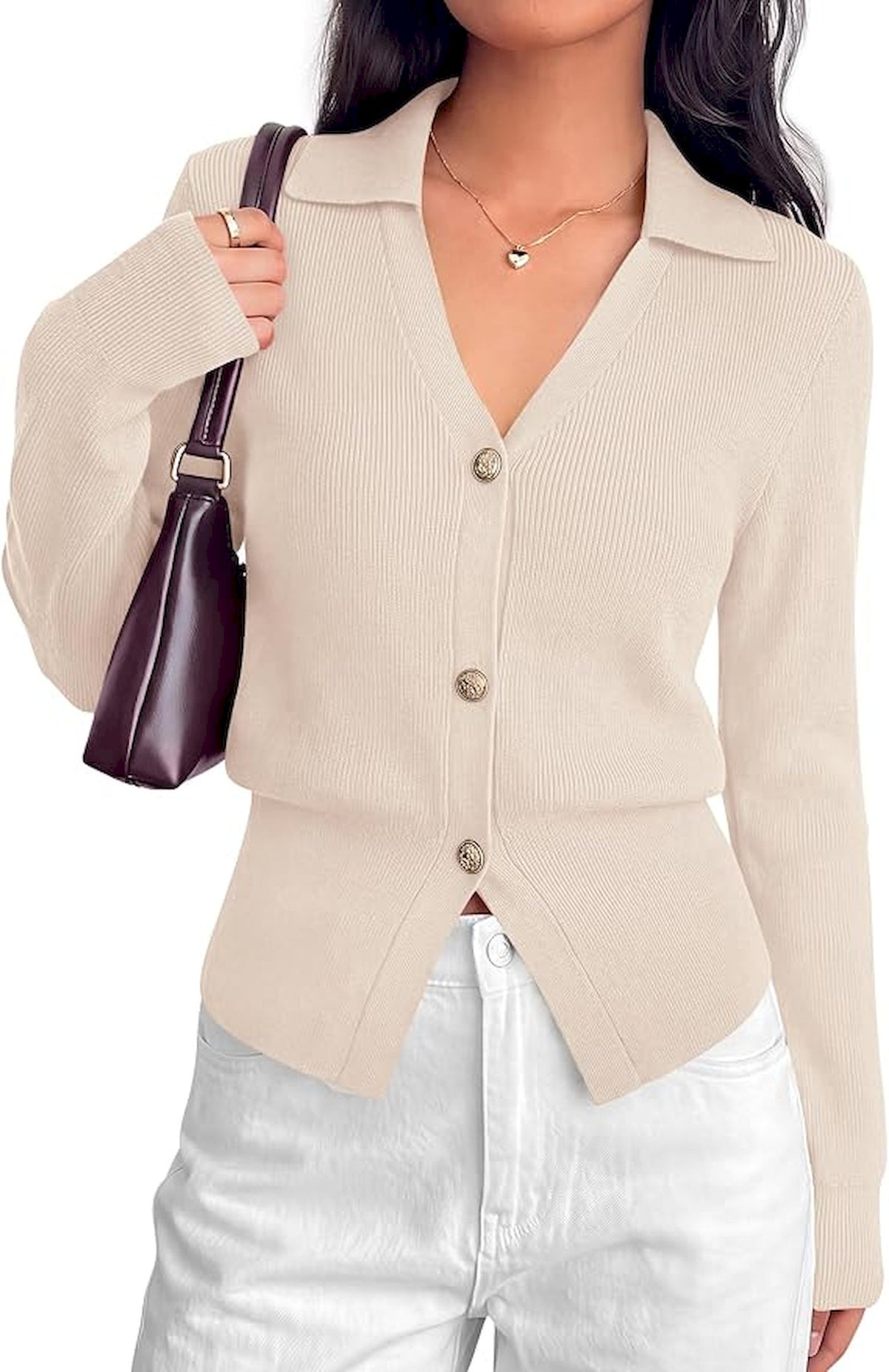 BTFBM Women Long Sleeve Lightweight Cardigans Knitted Button Down Shirts