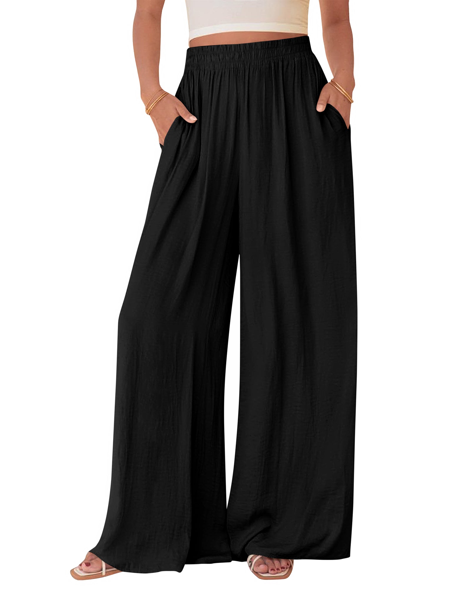BTFBM Wide Leg Pants Woman Summer 2025 Pockets Loose Flowy Trousers Lounge Palazzo Pant Beach Vacation Clothes