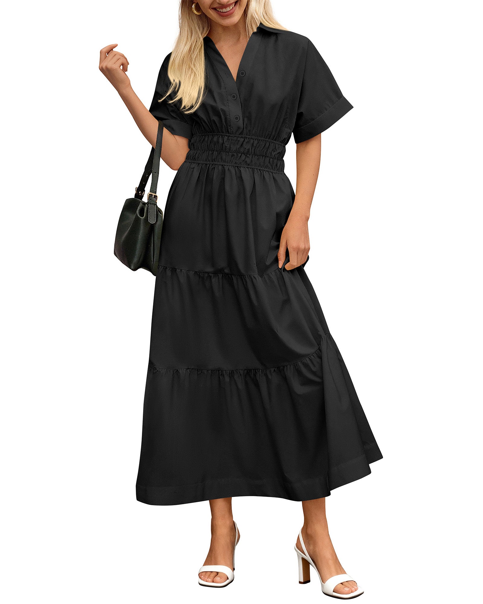 BTFBM Wedding Guest Dresses for Women Beach Fashion Casual Short Sleeve V Neck Solid Spring Summer Boho Maxi Dress
