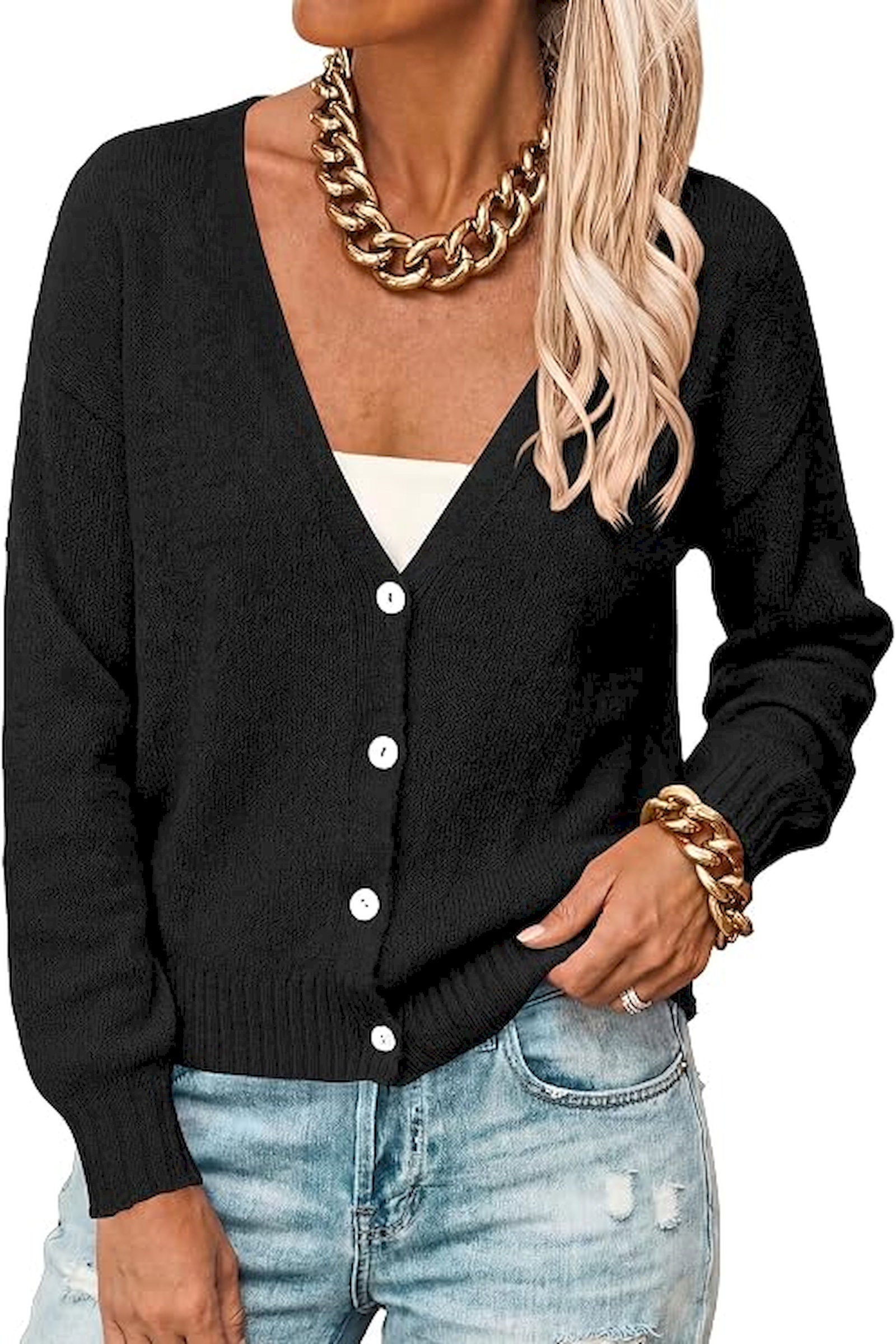 BTFBM V Neck Cardigan Sweaters for Women 2026 Fall | Long Sleeve Knit Sweater, Button Down Shrug Tops, Open Front, Lightweight Cardigans, Business Casual Outfits, Winter Clothing