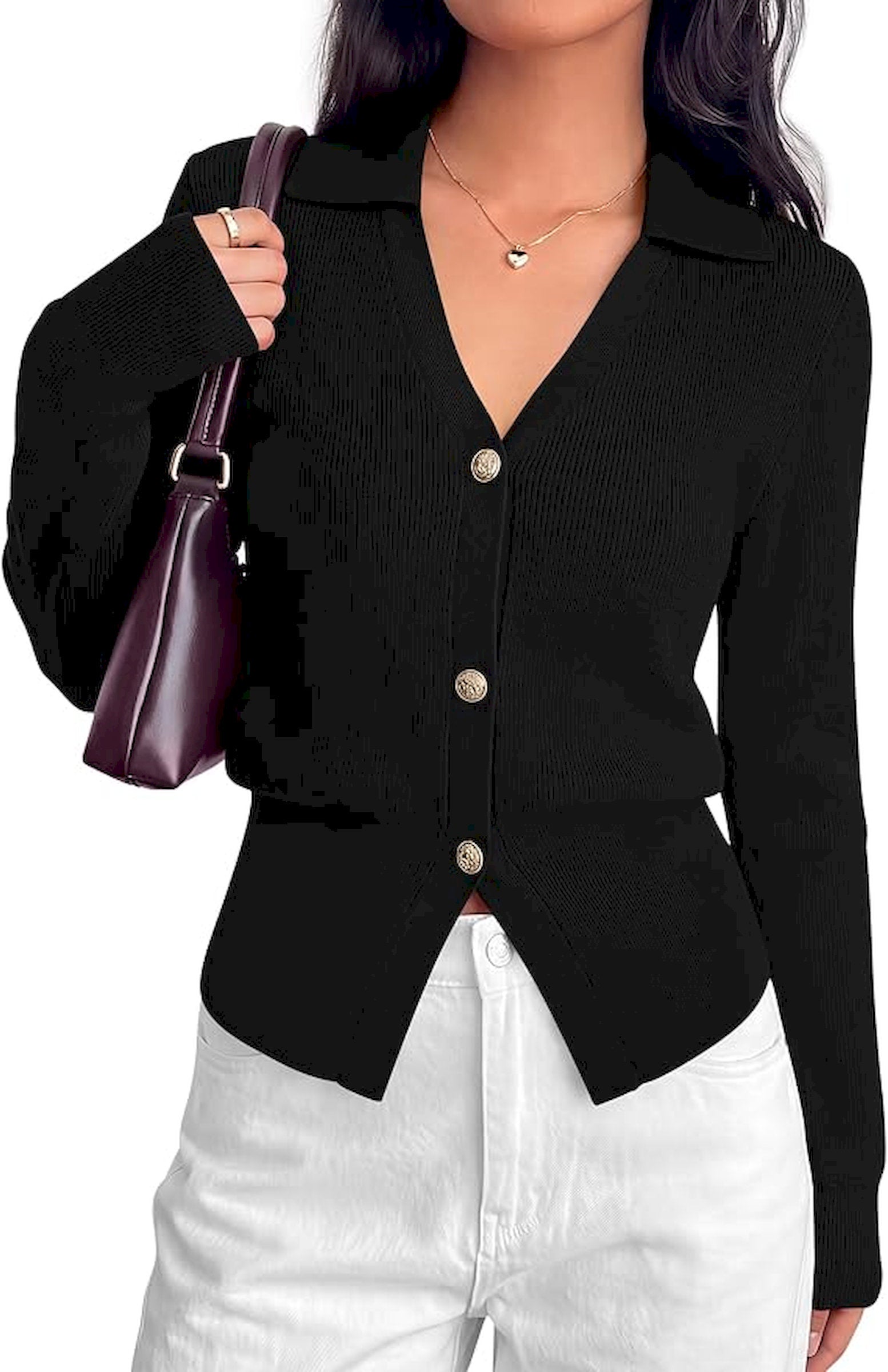 BTFBM Women Long Sleeve Lightweight Cardigans Knitted Button Down Shirts