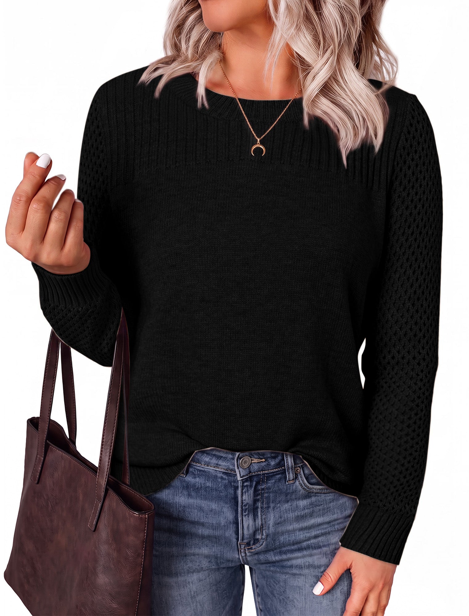 BTFBM Casual Sweaters for Women Long Sleeve Knit Sweater Tops Lightweight Pullover Clothes Fall Fashion Outfits 2026