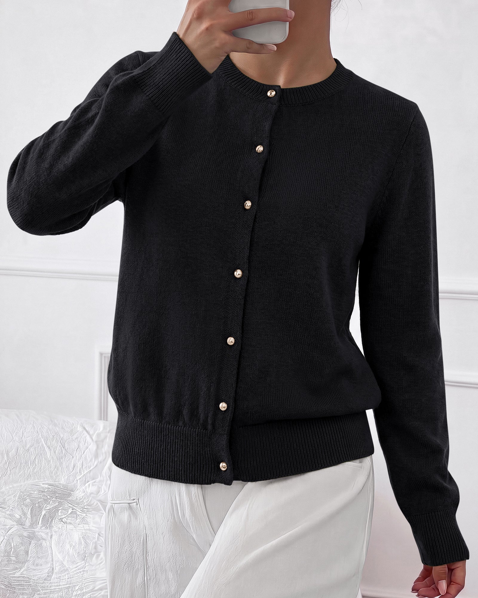 BTFBM Button Cardigan Sweaters for Women Fall Clothes 2026  Ribbed Knit Open Front Cardigan, Long Sleeve Sweater, Cozy Soft Stretchy Outerwear, Relaxed Fit, 2026 Trendy Winter Outfits