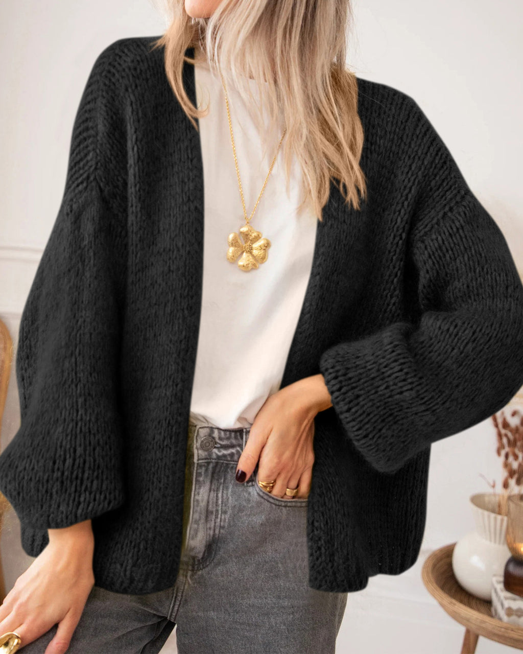 BTFBM Cardigan Sweaters for Women Fall Fashion Clothes 2026 | No Button No Pocket Design, Chunky Knit Open Front Cardigans, Ribbed Cuff Long Sleeve Sweater, Loose Winter Coat Clothing